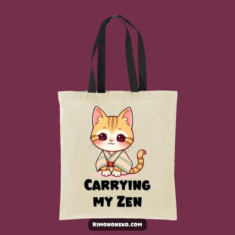 Funny Kawaii Tabby Tote Bag: Content Cat Basking in Sun