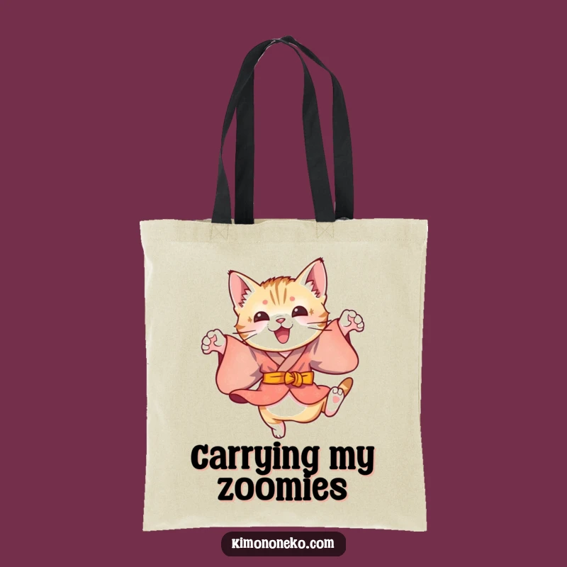 Funny Kitten Kimono Leaps Tote Bag: Playful Carryall, Perfect Energetic Gift