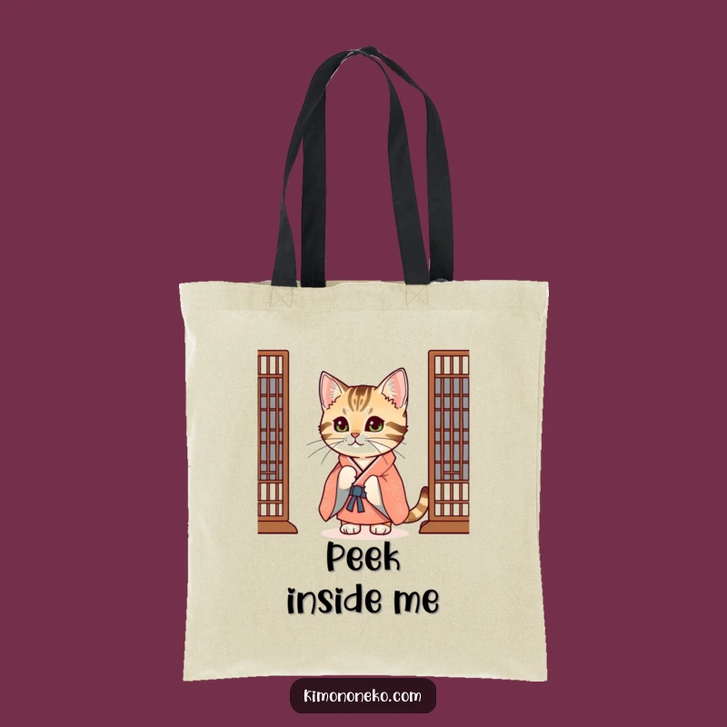 Funny Tabby Cat Kimono Tote Bag: Curious Carrier, Stylish & Playful Gift