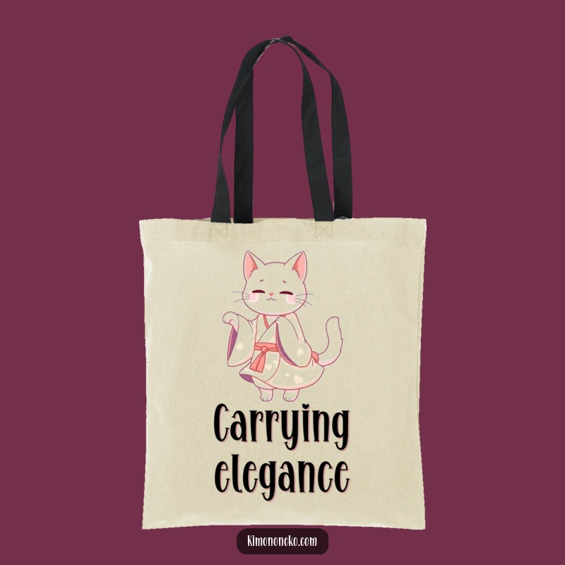 Funny White Cat Kimono Tote Bag: Kawaii Graceful Twirl - Hilarious Gift