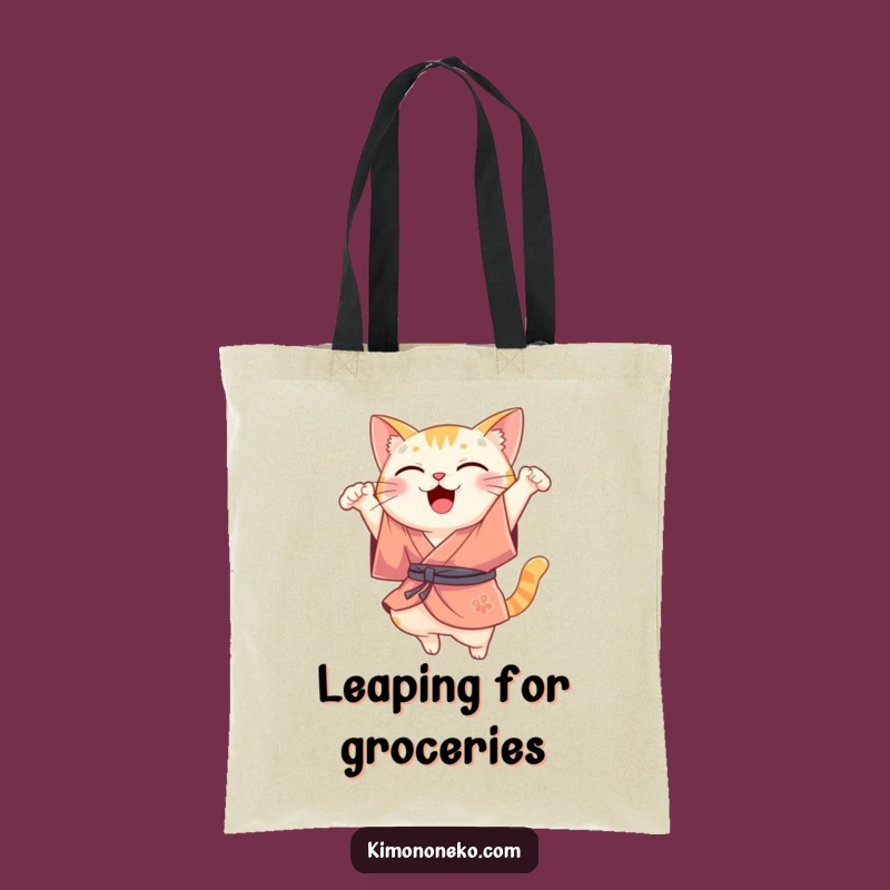 Funny Kawaii Cat Kimono Tote Bag: Joyful Leap Carryall, Great Funny Gift