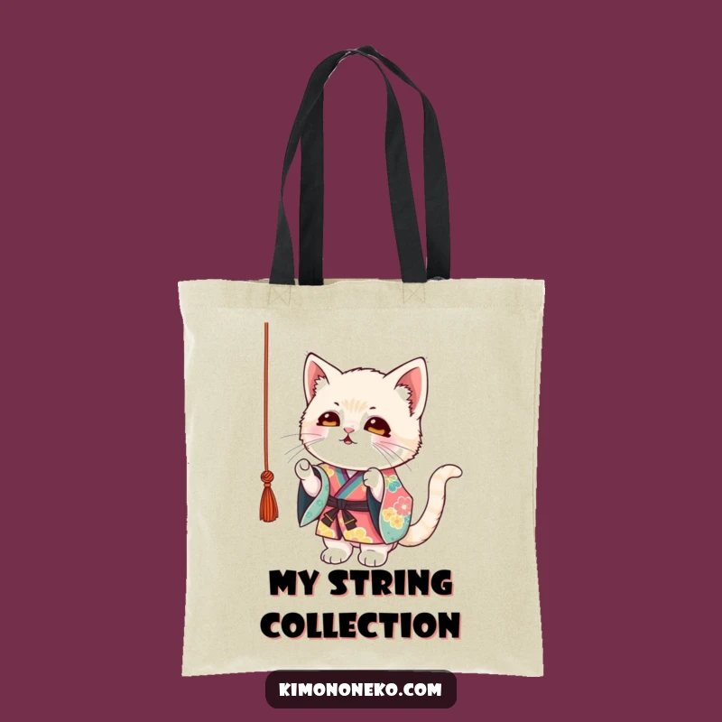 Funny Kitten Kimono Tote Bag: Playful Cat String Action