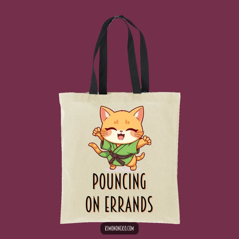 Funny Ginger Cat Kimono Tote Bag: Cheerful Kawaii Cat Pouncing Action Carryall